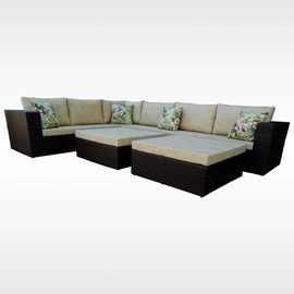 Sofá de Canto Dourados 270X370 Cm com Puffs 100X100 CM Dourados