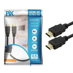 Cabo HDMI PIX, 3 Metros, Versão 2.0, Suporte 4K Ultra HD, 018-0111