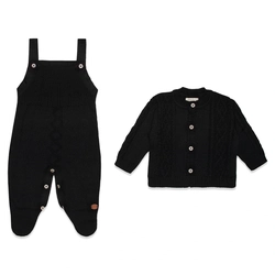 Conjunto Jardineira e Casaco Tricot Masculino – Preto