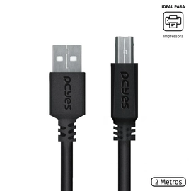 Cabo para Impressora Usb a 2.0 Macho para Usb b 2.0 Macho 28awg Puro Cobre 2 Metros - Puabm2-2