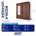 Roupeiro Panan Ilheus 100  Mdf 2pts 3 Gvs C/ Espelho -  40010091-0170