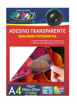 Papel Fotográfico A4 Adesivo Transparente  120g. c/10 folhas