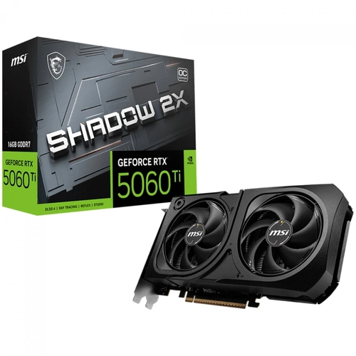 Placa de Vídeo MSI NVIDIA GeForce RTX 5060 Ti Shadow 2X OC Plus, 16GB, GDDR7, DLSS, Ray Tracing, 912-V535-029