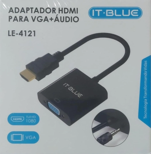 Cabo Conversor Adaptador HDMI Macho x VGA  Fêmea + Audio le-4107- It-Blue