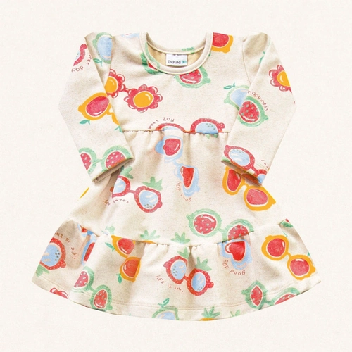 Vestido Manga Longa Malha Estampado Florzinho Bebê Fakini - Feminino
