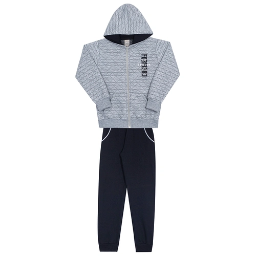 Conjunto Moletom Matelassê Jaqueta Capuz Mescla Randa Mundu - Masculino