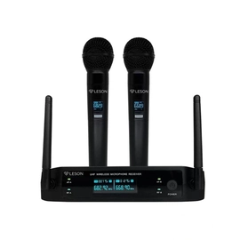 Microfone Sem Fio de Mao Duplo Ls-962 Digital Preto Leson