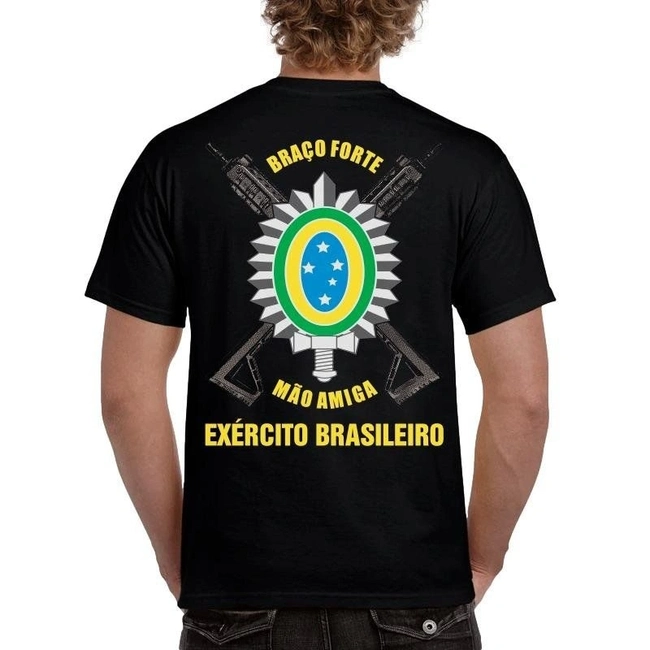 Camiseta Estampada Exército Fuzil Cruzado