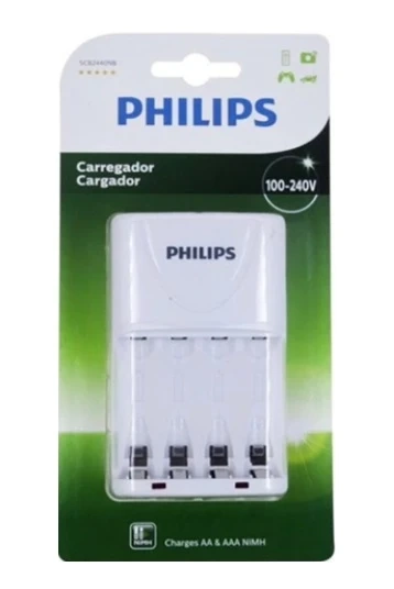 Carregador de Pilhas Philips SCB2440NB AA , AAA - Bi Volt