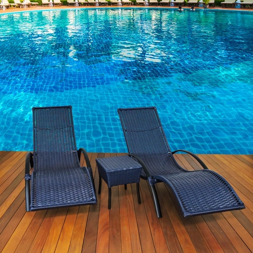 Espreguiçadeira  Fibra Sintética  e Mesa de Centro Porto Belo Alumínio Epóxi Kit Fixa Itapema