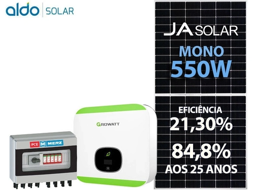 Gerador De Energia Solar Growatt Rosca Dupla Metal Romagnole Growatt Gf 4,95kwp Ja Deep Blue Mono 550w Min 6kw 2mppt Mono 220v