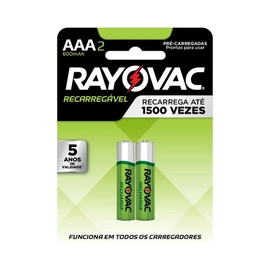 Pilha Recarregavel Rayovac Aaa Palito 600mah Com 2 Unidades