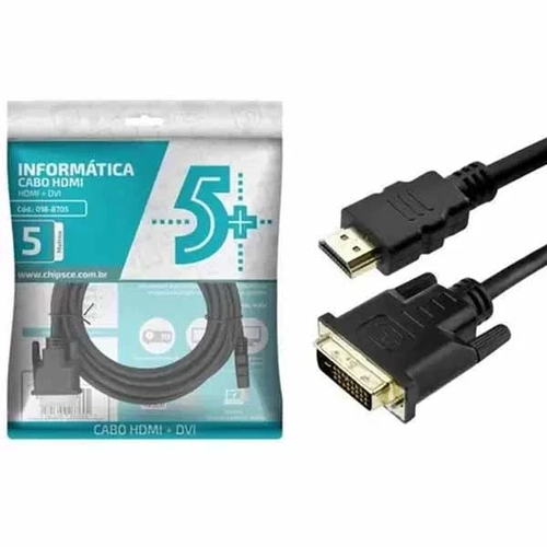Cabo Dvi (24+1) P/ Hdmi Macho 5m Preto
