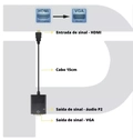 Conversor Adaptador, Hdmi X VGA (saída)