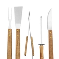 Kit Churrasco 6 Peças Aço Inox com Maleta Faca Garfo Pegador Amolador Espátula Grillrelax