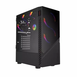 Gabinete Gamer Set Black Vulcan - Lateral Em Vidro - Pcyes - Gsbvpbr