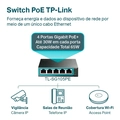 Switch Gigabit Tp-link Easy Smart 10/100/1000 C/ 5 Portas (sendo 4 Poe) - Tl-sg105pe Smb