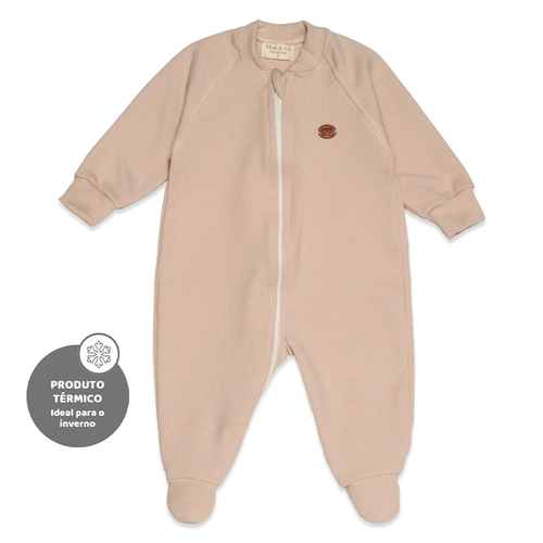 Macacão Manga Longa Zíper Canelado Termico - Cáqui