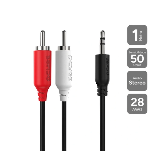 Cabo 2 Rca m para P2 3.5mm m - 1 Mt - P2r35-1