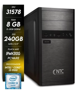 Computador, Ntc, Basic, Intel, - 1009 Pw I3-9100, 8gb, Ssd 240, sata, 200w, H310
