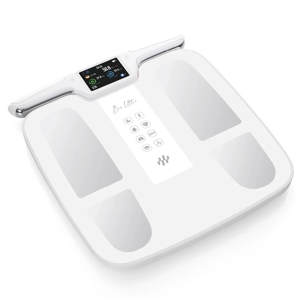 Balança Inteligente Bioimpedância Digital Corporal Relaxshop Bio Ultra Branca c/ Eletrodos – 55 Análises, Bluetooth