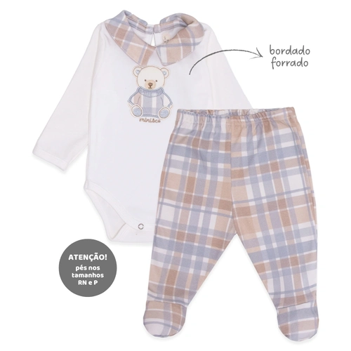 Conjunto Body Manga Longa Gola e Mijão Xadrez Suedine Masculino - Brinquedos Masculinos