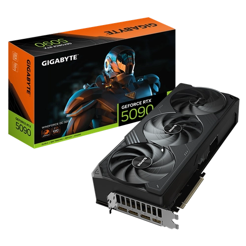 Placa de Vídeo Gigabyte NVIDIA GeForce RTX 5090 WINDFORCE OC, 32GB, GDDR7, DLSS, Ray Tracing - GV-N5090WF3OC-32GD