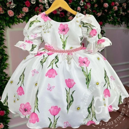 Vestido Princesa Flores Rosa