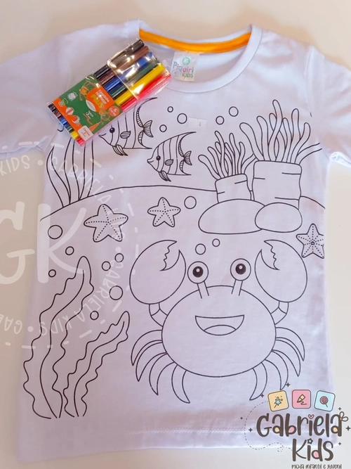 Blusa pinte e lave caranguejo fundo do mar