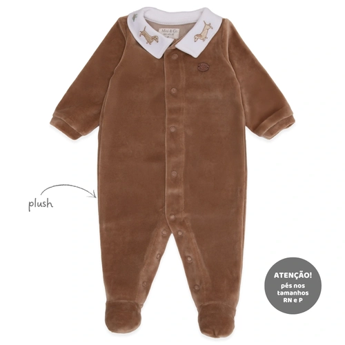 Macacão Manga Longa com Gola Bipartida Plush Masculino – Cachorrinho no Parque