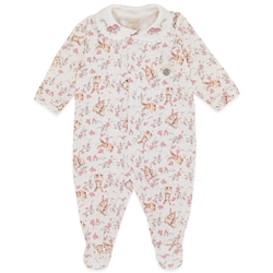 Macacão Manga Longa Estampado com Gola Bipartida Suedine Feminino – Floral Coelha