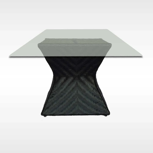 Mesa tampo de vidro em fibra sintética e alumínio  panero 150X150 cm marajó