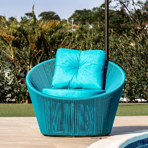 Chaise Redonda em Corda Sintética e Alumínio de 110 cm (1 Almofada) Rio de Janeiro