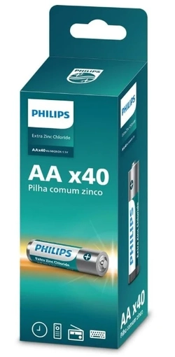 Pilha AA Philips c/40 unidades. Comum