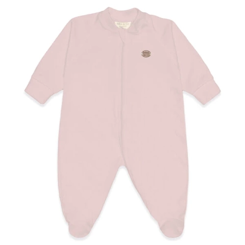 Macacão Manga Longa Zíper Suedine Rosa