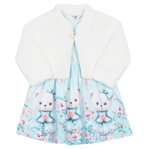 Vestido Azul e Bolero Peluciado Bebê Randa Mundu - Feminino