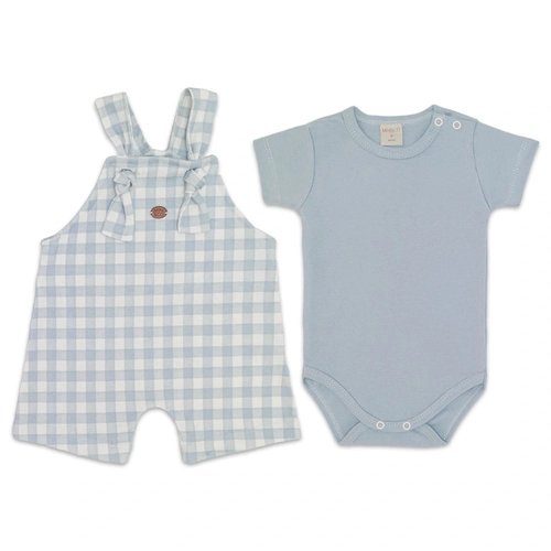 Conjunto Body Manga Curta e Jardineira Amarração Suedine Masculino – Urso Provençal