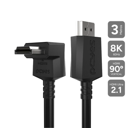 Cabo Hdmi 2.1 8K 3M Pcyes Conector 90° Vertical Preto - Ph21-3v-e - 284843