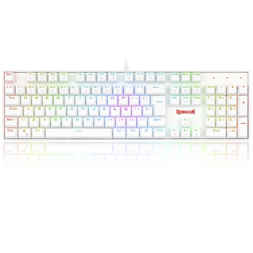 Teclado Mecânico Gamer Redragon Mitra White RGB - K551W-RGB (PT-BLUE)