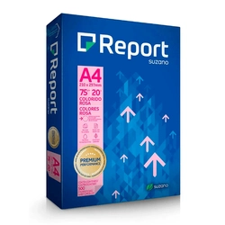 Papel Sulfite A4 75g Resma com 500 Folhas Rosa Report Suzano