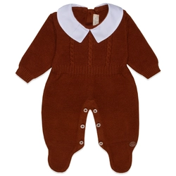 Macacão Manga Longa Tricot Recorte com Gola Masculino – Marrom