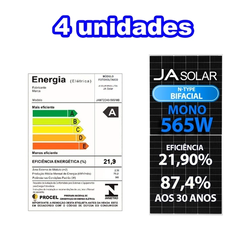 Painel Solar Fotovoltaico Painel Jam72d40-565/mb 565w Deep Blue 144 Bifacial 21,9% Eficiencia