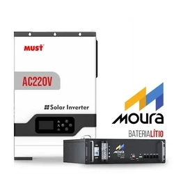 Kit Nobreak 220V - Bateria 4,8 kWh Moura - Inversor 5 kW - MUST