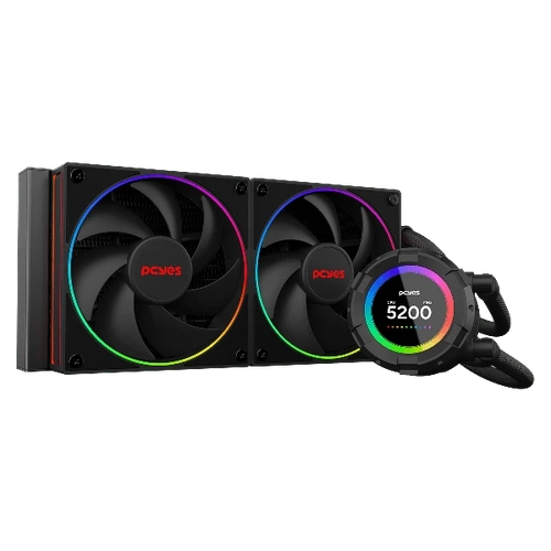 Water Cooler Pcyes Vision 240Mm Black Vulcan - Tela Lcd 2,1 - Vs240Bv