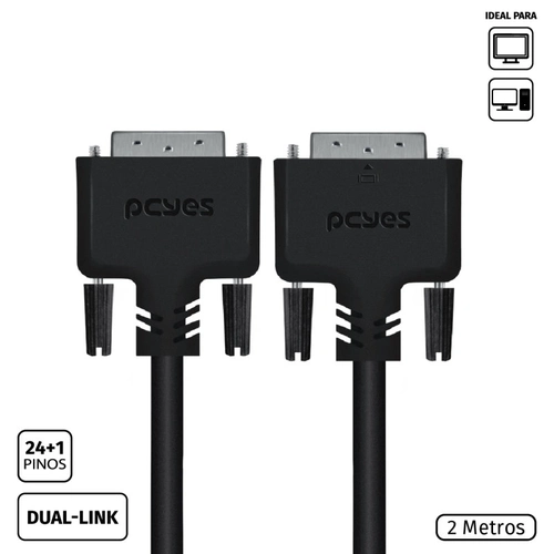 Cabo Pcyes DVI-D 24+1 Macho para DVI-D 24+1 Macho Dual-Link 2 Metros - PDDL-2
