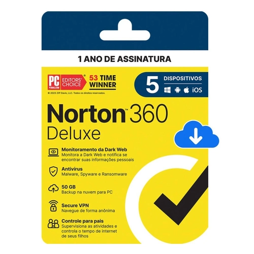 Antivírus Norton 360 Deluxe - 5 Dispositivos 12 Meses Esd - 21405567