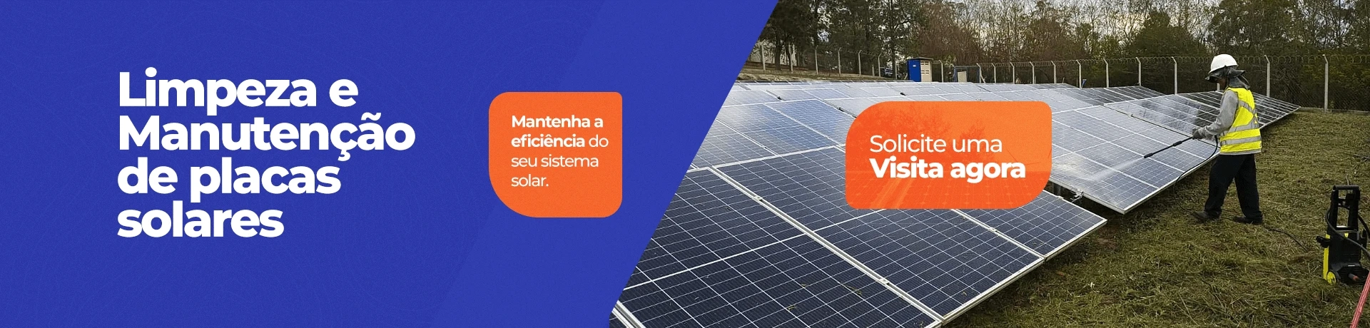 Limpeza e Manutenção de Placas Solares. Mantenha a eficiência do seu sistema solar. Solicite um visi