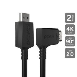 Cabo Hdmi 2.0 Pcyes Conector 90º Horizontal - Preto - 2 Metros - Ph90h-2