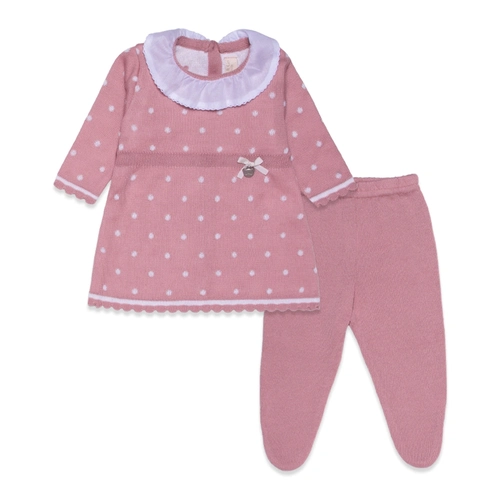 Conjunto Vestido e Mijão Tricot Feminino – Rosa