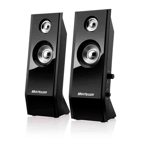 Caixa De Som Multilaser 2.0 Shadow USB 8W Black Piano - Sp091